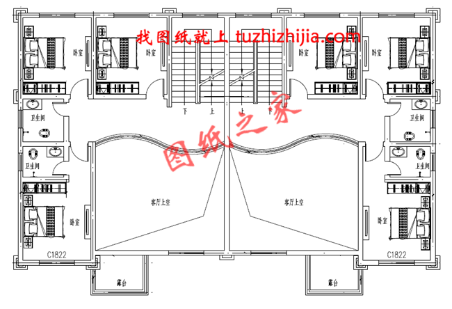 农村兄弟双拼三层小别墅设计图纸，带地下室，带地下车库