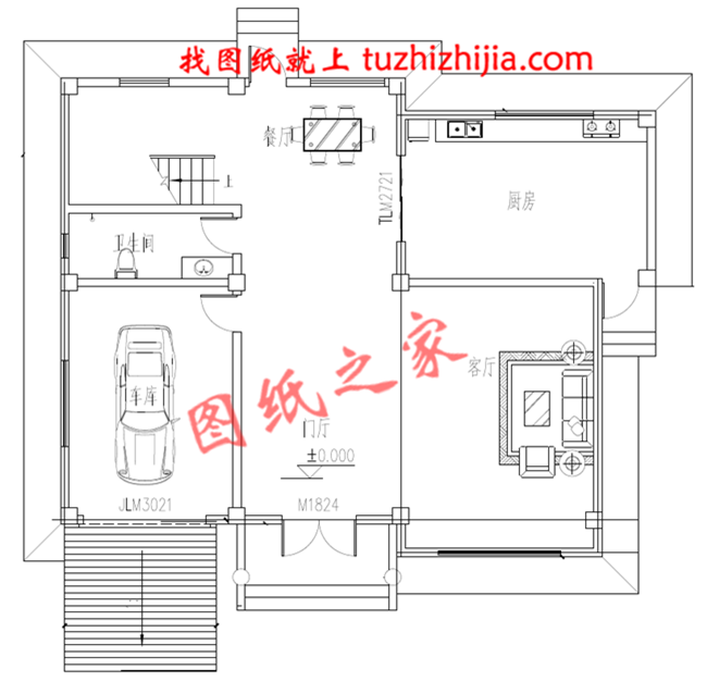 漂亮的农村三层小楼房设计图，简单大气，带车库