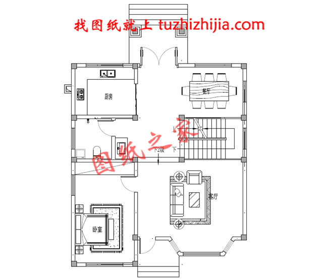 2019二层农村新款别墅户型图，占地不到110平米