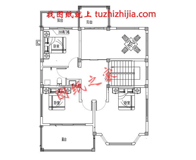 2019二层农村新款别墅户型图，占地不到110平米