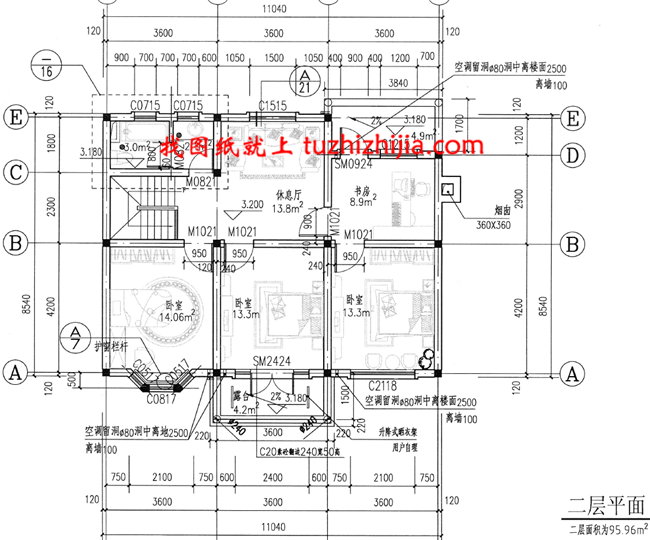 140平方米农村二层房屋设计施工图纸及效果图