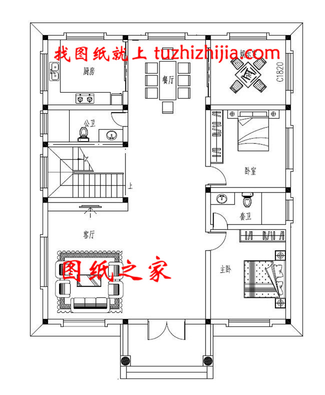 简单漂亮实用的三层自建房设计图，带露台，占地170平方