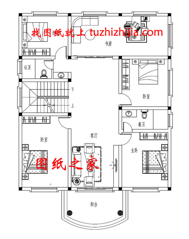 简单漂亮实用的三层自建房设计图，带露台，占地170平方