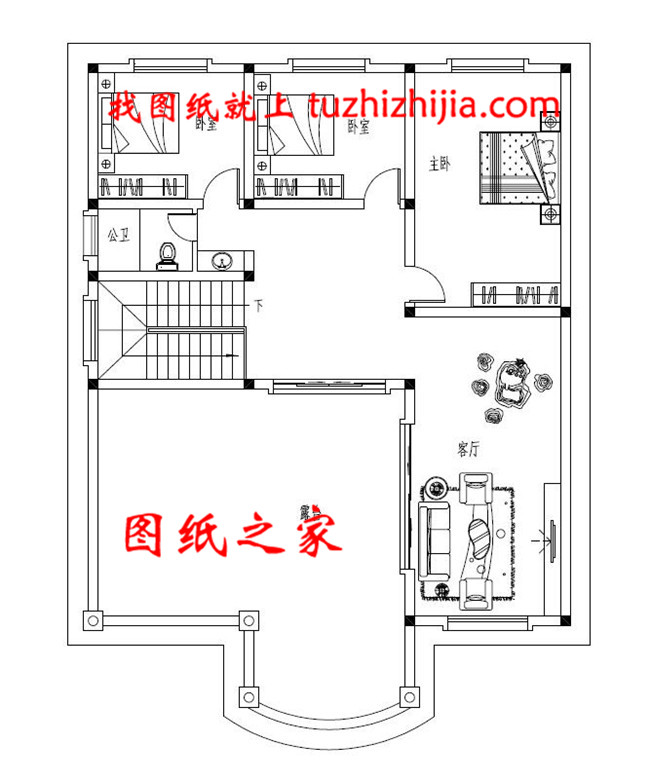 简单漂亮实用的三层自建房设计图，带露台，占地170平方