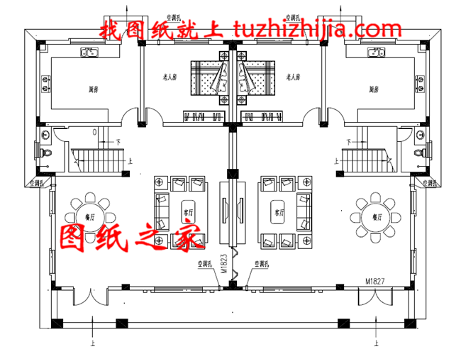 最新设计出图的三层双拼自建房图片，占地260平方米