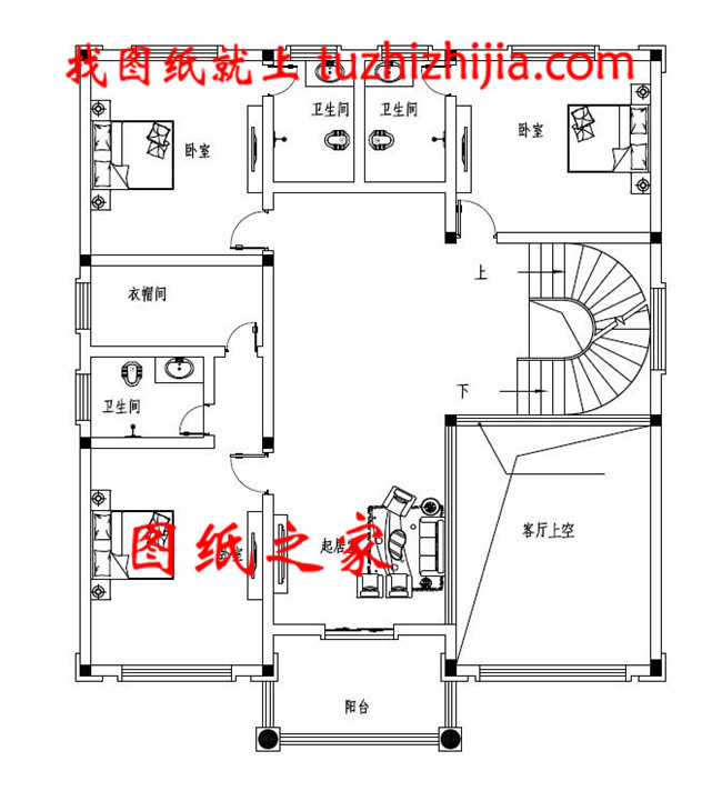 农村三间三层别墅设计图，外观造型色彩清新淡雅