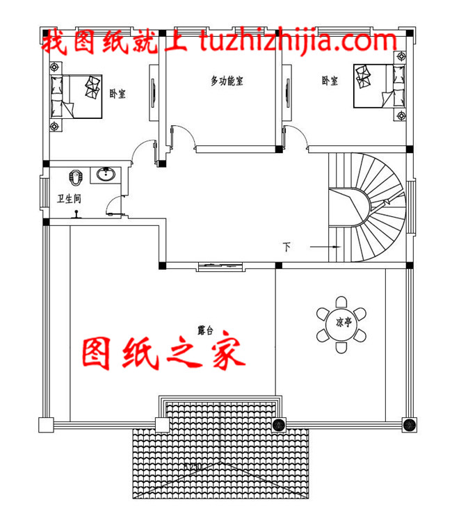 农村三间三层别墅设计图，外观造型色彩清新淡雅