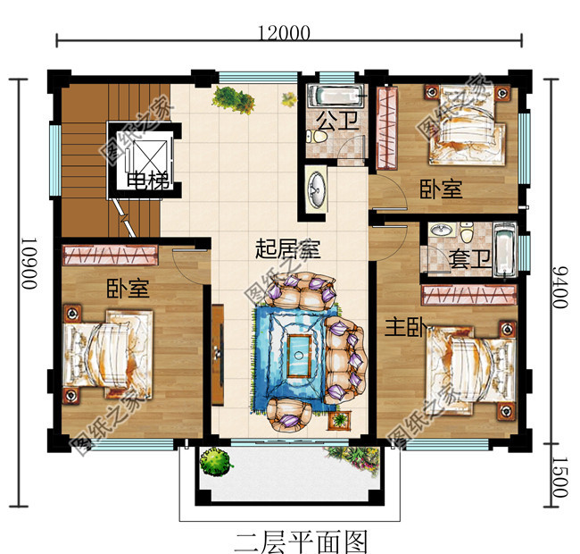 110平方米全新农村简欧风格三层房屋别墅效果图，带电梯设计