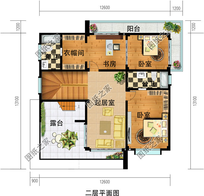 农村自建房乡村现代二层别墅图设计方案，造价低，施工简单