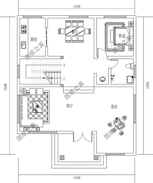 新农村自建三层复式结构房屋别墅设计图纸及效果图