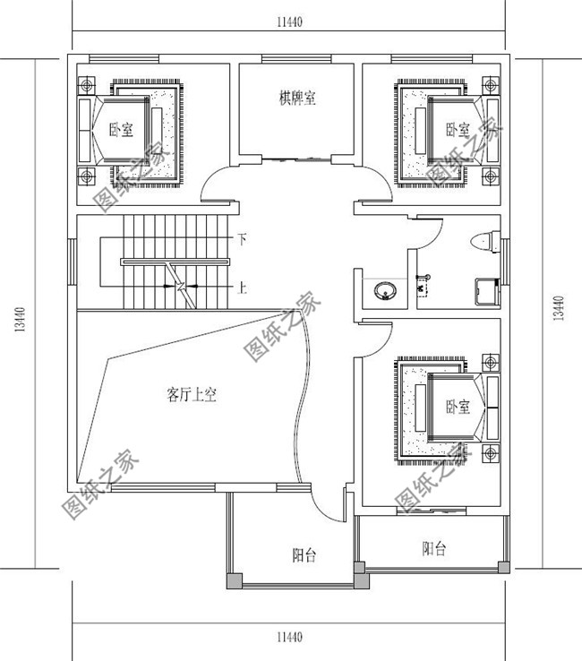 新农村自建三层复式结构房屋别墅设计图纸及效果图