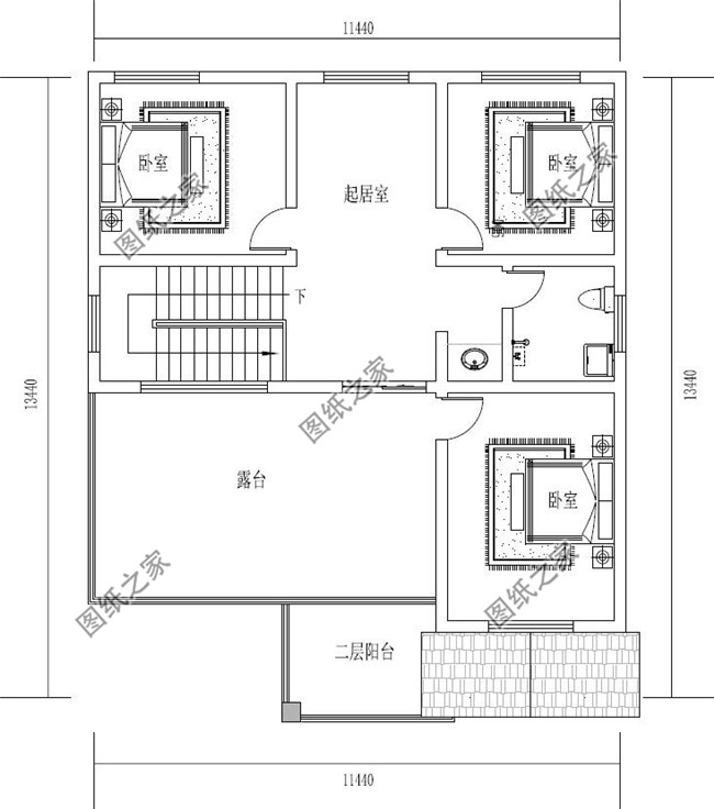 新农村自建三层复式结构房屋别墅设计图纸及效果图