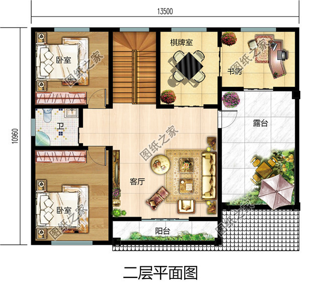 漂亮实用的新农村二层小楼图，造价20万左右，超大景观露台