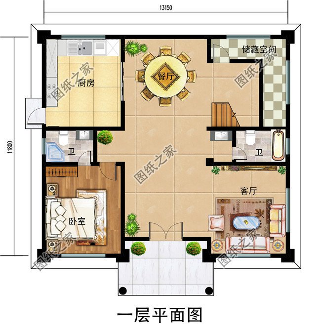 160平方农村三层别墅CAD设计图纸，含外观图片效果图