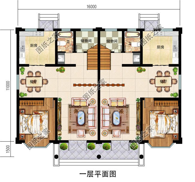 新中式三层双拼别墅设计图，外观图片美观、大气