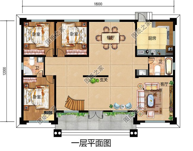 50万左右农村豪华二层别墅设计图 ，大厅中空，外观精美