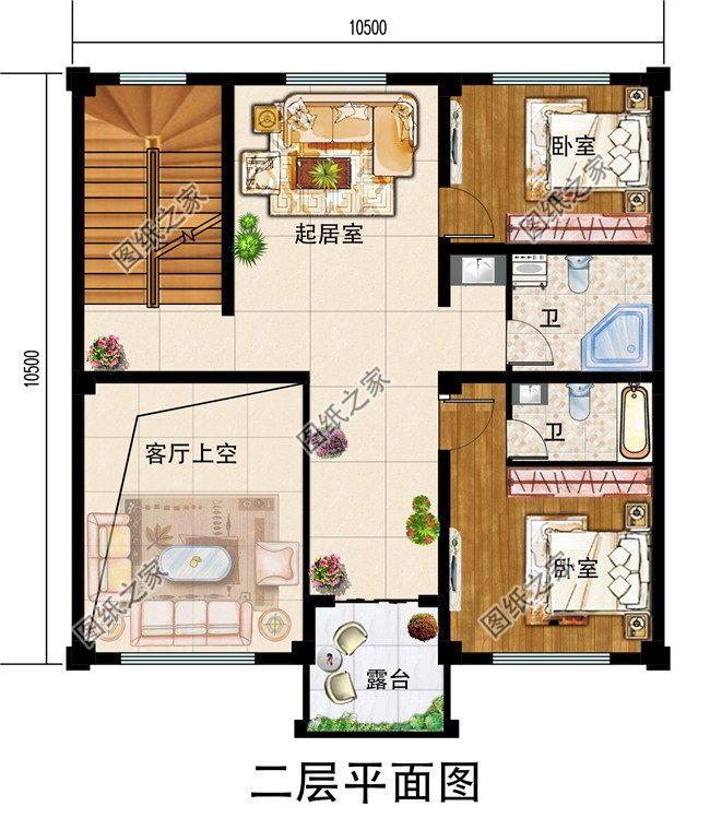 农村30万别墅款式三层设计图纸，带地下储藏室，挑空客厅