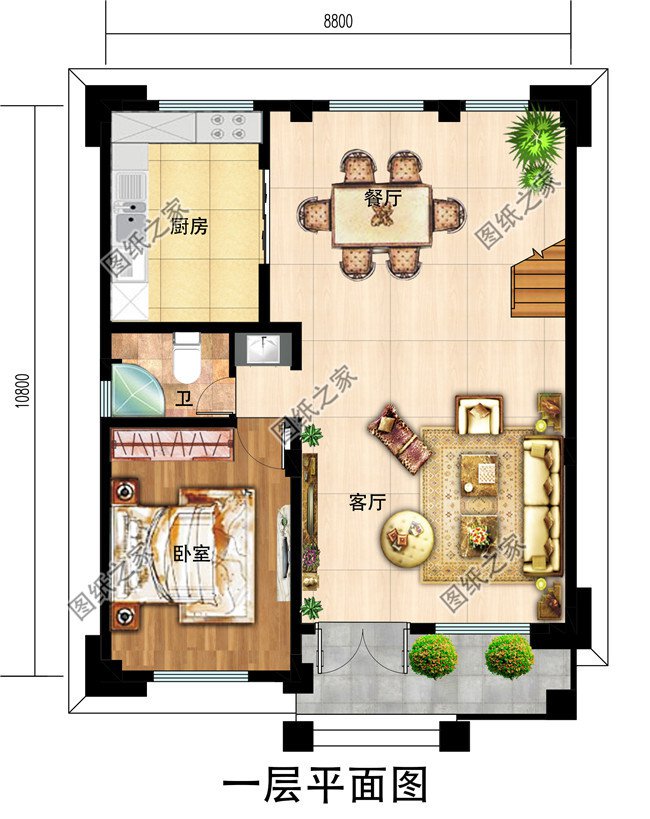 现代三层农村房屋设计图纸及效果图，带全套cad建筑图