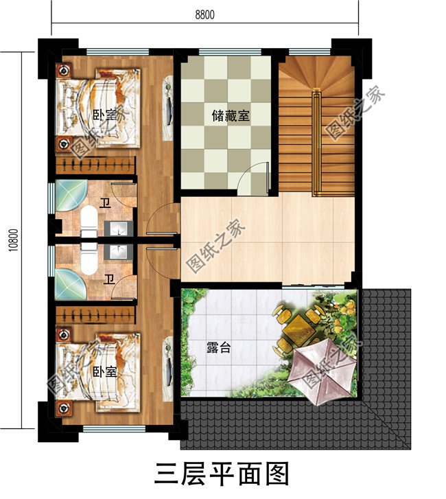 现代三层农村房屋设计图纸及效果图，带全套cad建筑图