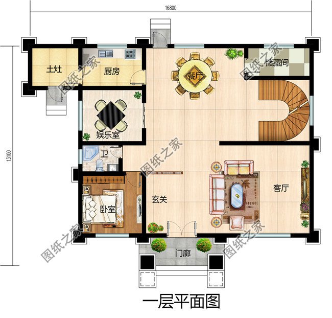 欧式豪华三层别墅设计图，占地面积170平米，高端大气带露台