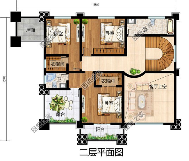 欧式豪华三层别墅设计图，占地面积170平米，高端大气带露台