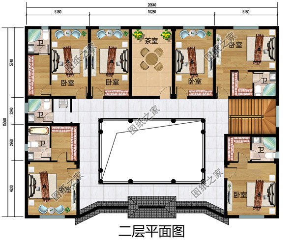 高端大气中式四合院二层别墅小楼设计图，外观古香古色