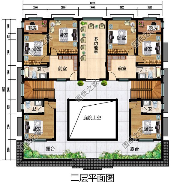 适合农村自建四合院图片，中式二层四合院别墅设计施工图纸