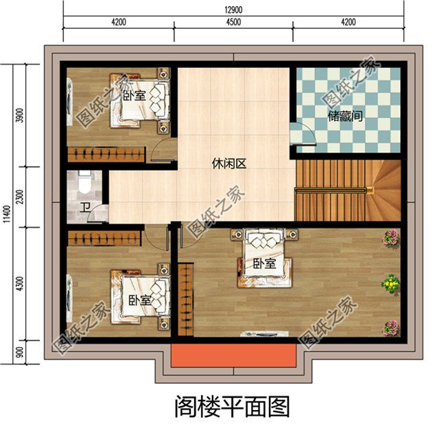 农村实用型一层半楼房图片效果图，占地140平米左右