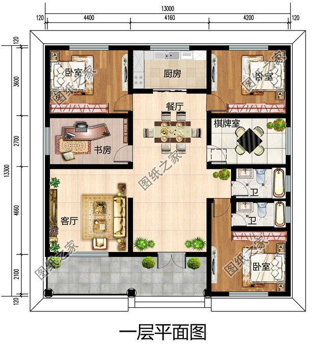 2019农村漂亮的一层平房图片平面图与全套施工图纸，户型周正