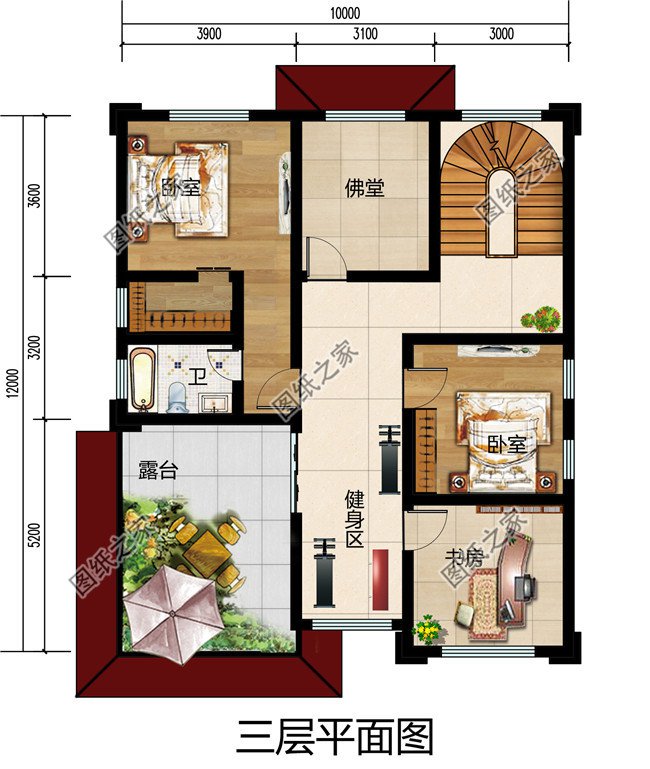 10米×12米30万以内农村建房三层豪华欧式别墅图，处处显品味