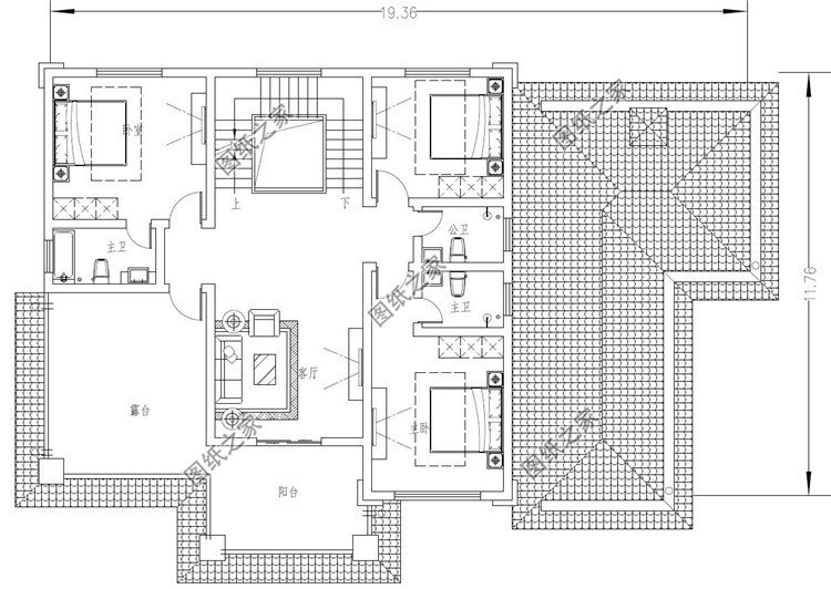 二层5间新中式自建房二层设计图