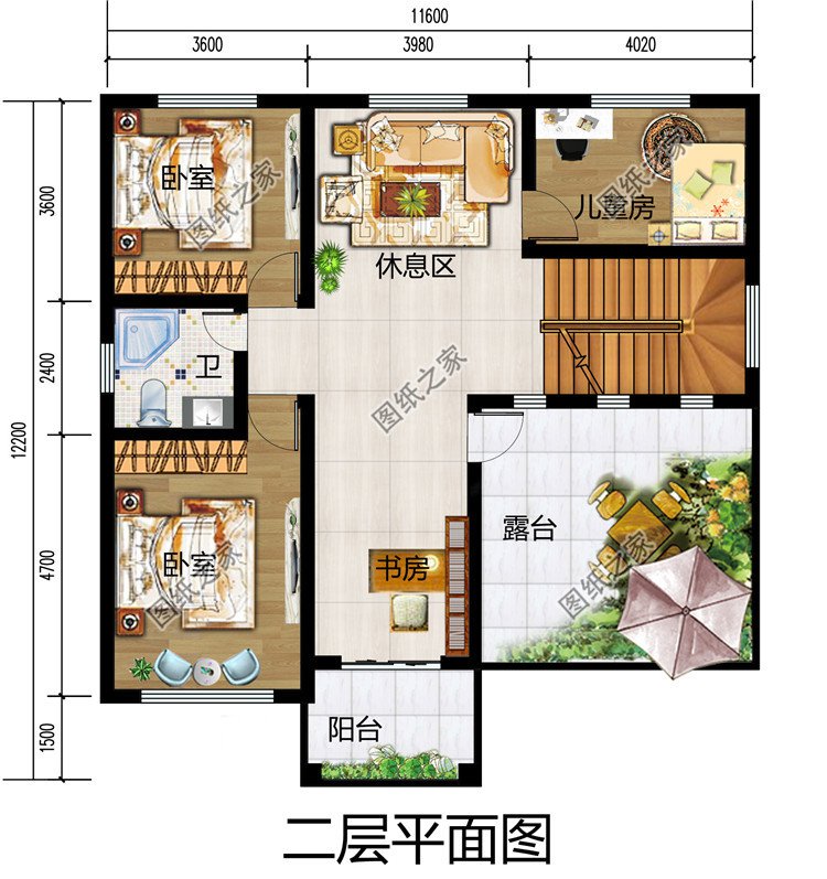 新中式120平米农村20万元二层小楼图，外观柔和而雅致