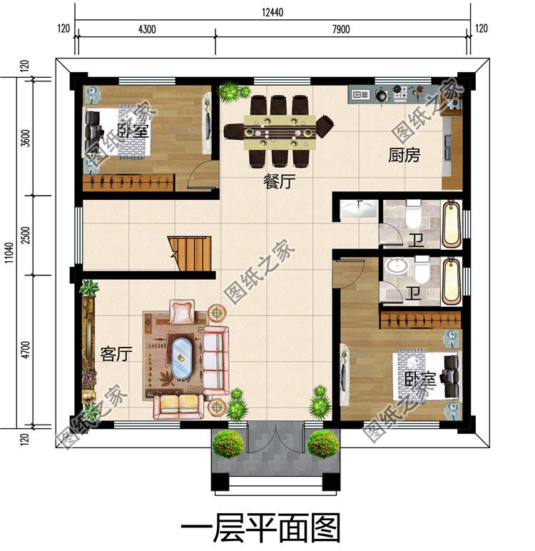 二层新中式别墅一层户型图