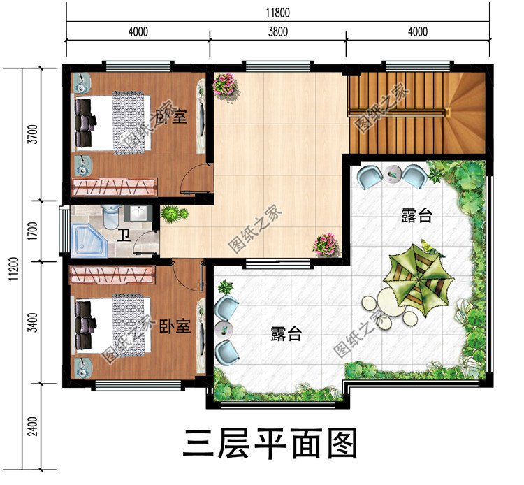 110平方米新农村三层房屋设计图，含外观效果图