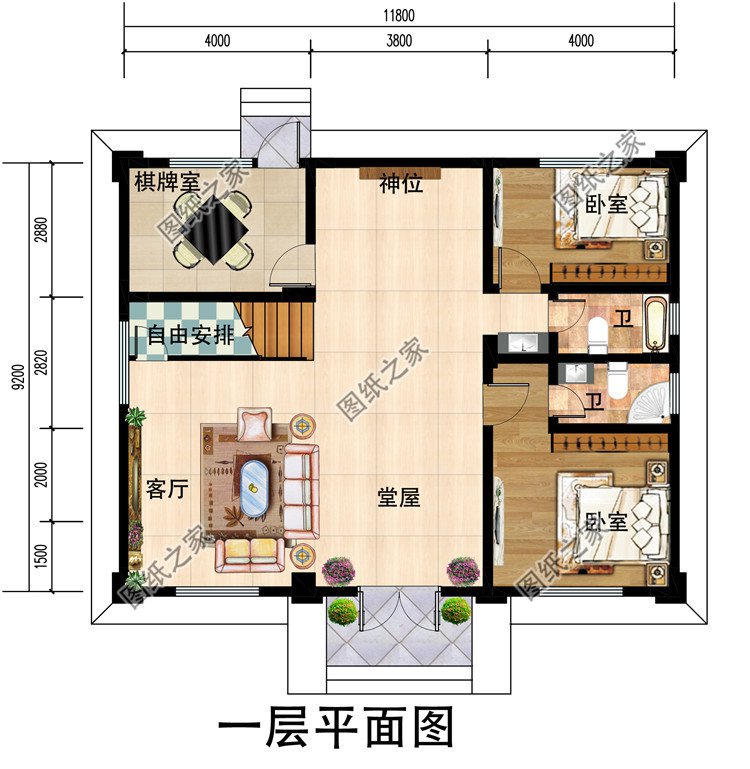 110平方米农村三层自建房设计图纸带外观图