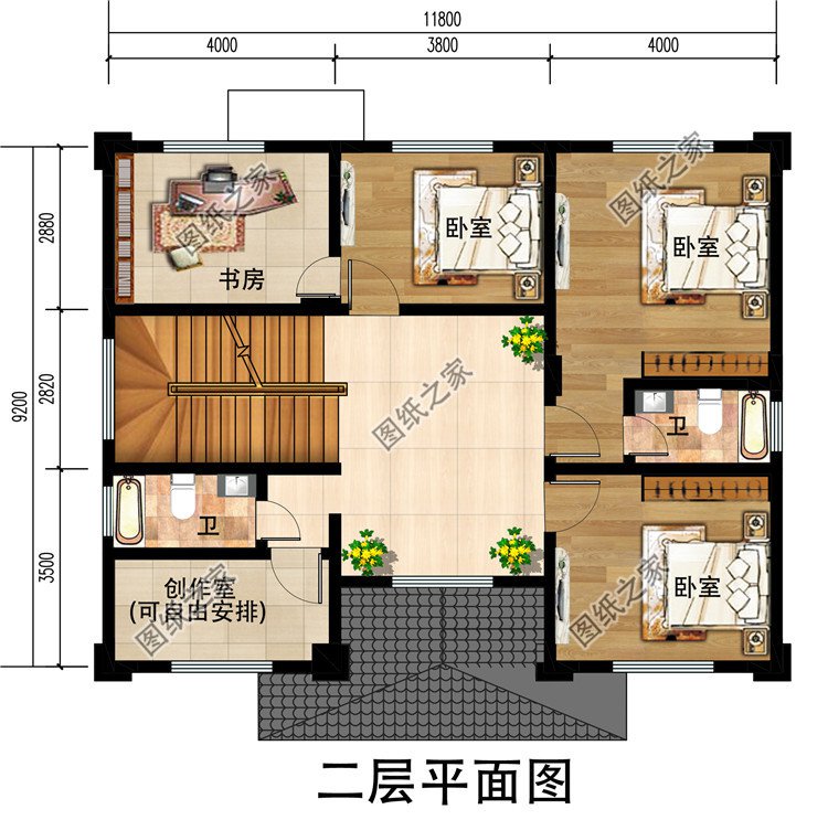 110平方米农村三层自建房设计图纸带外观图