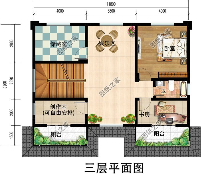 110平方米农村三层自建房设计图纸带外观图