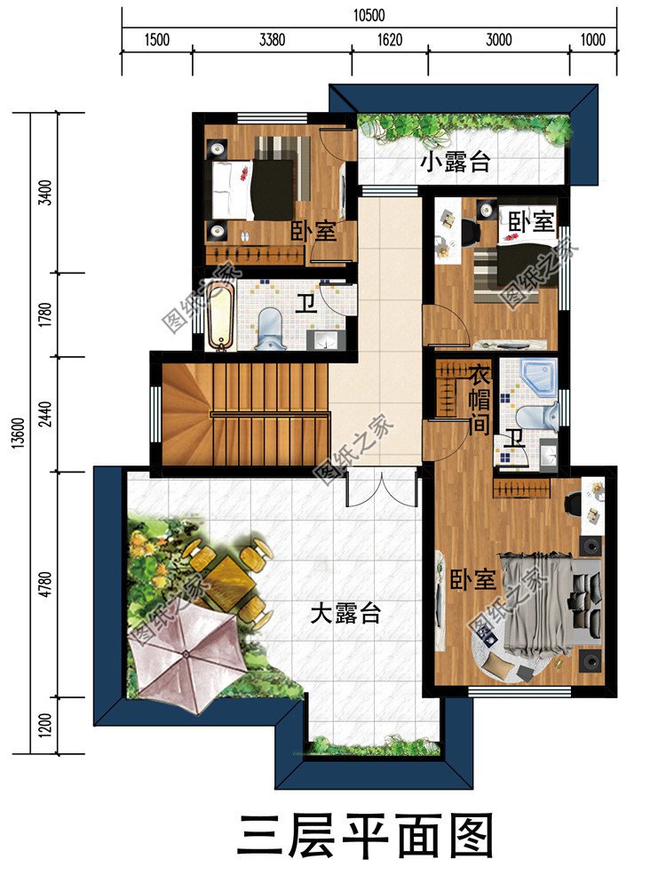 115平方米农村三层别墅设计图，预算30万左右