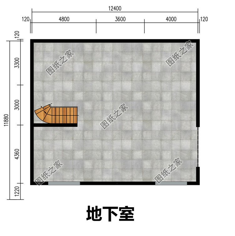 三层带地下室+旋转楼梯别墅设计图纸，二三层复式挑空客厅