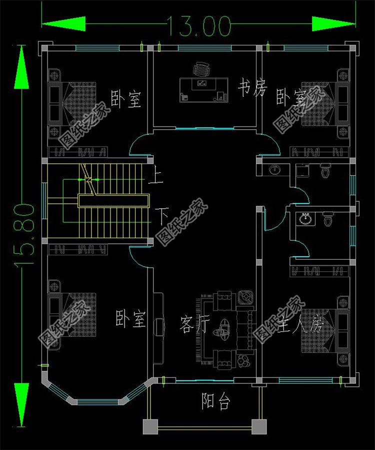 四层农村自建房二层户型图