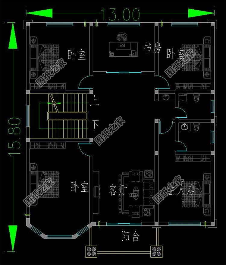 四层农村自建房三层户型图