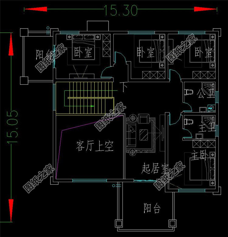 二层中式自建房二层设计图