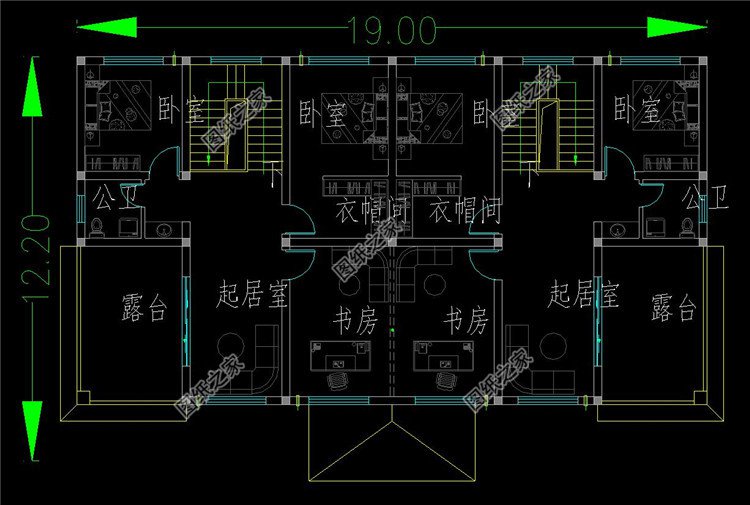 兄弟双拼别墅三层设计图