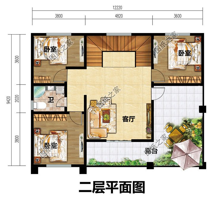 带开放式车库二层农村自建别墅设计方案，造价仅15万