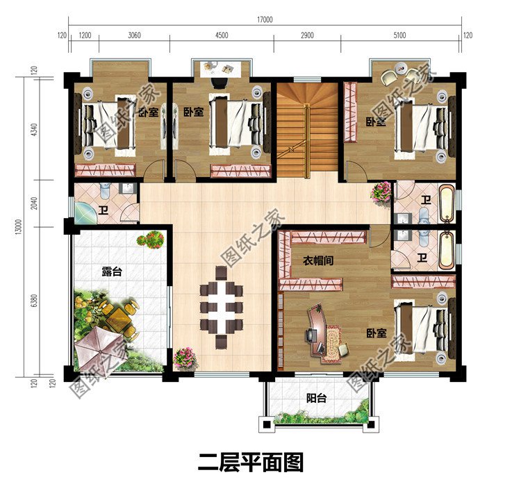 农村带车库两层欧式农村别墅设计图纸，占地220平方米左右