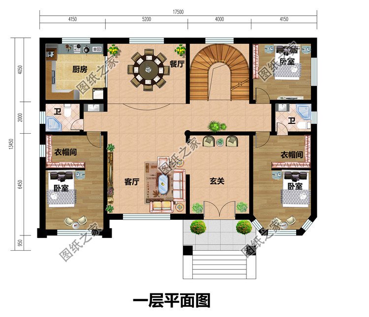 带地下室的二层复式乡村别墅设计图纸，有酒窖、家庭影院室等