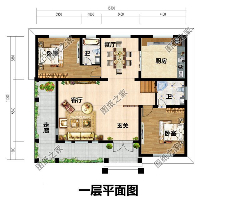 新农村自建二层楼房户型设计图，简单大气，外观漂亮精致