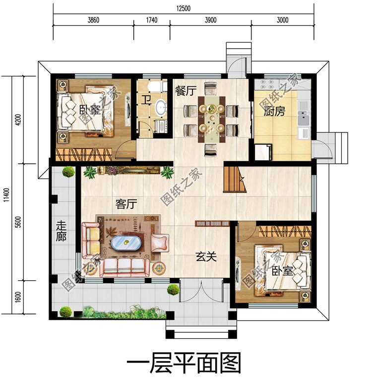 新农村自建二层楼房户型设计图，简单大气，外观漂亮精致