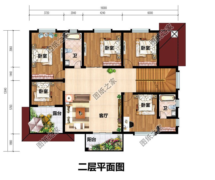 占地180平方米二层农村新款楼房别墅