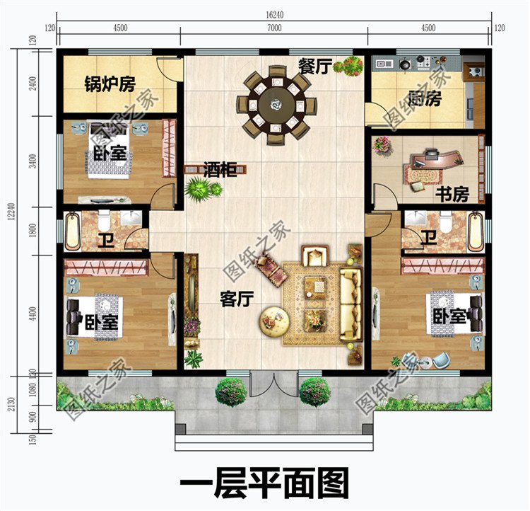 乡下建房一层户型图，一层住宅设计